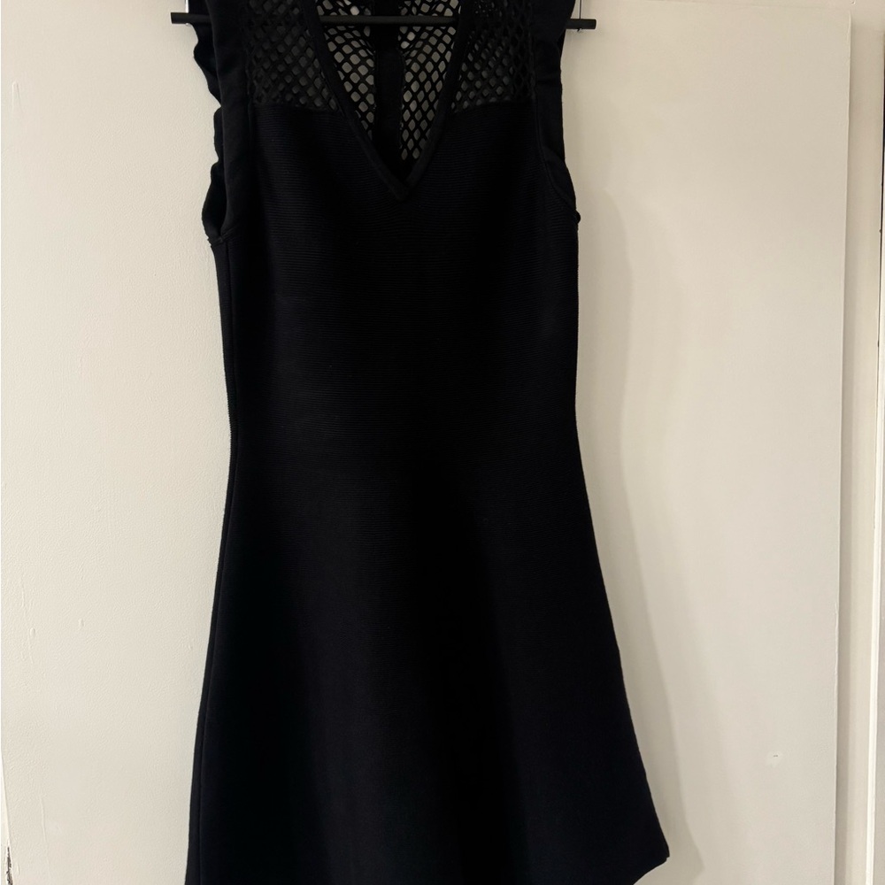 Elegant Black Mesh Mini Dress